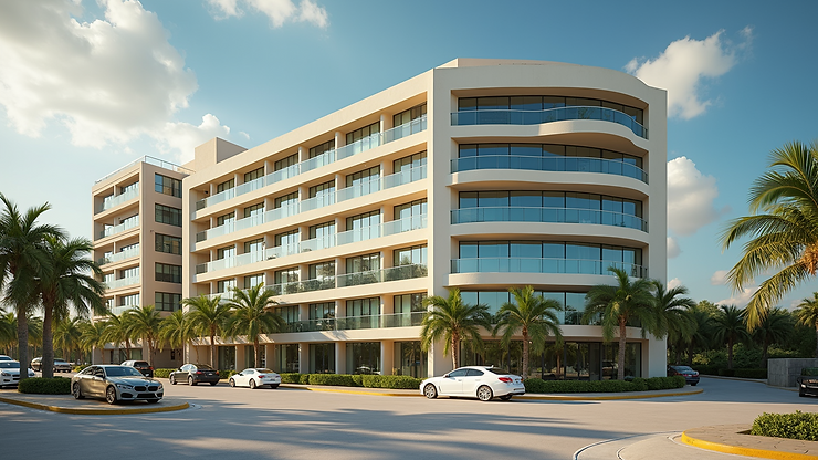 Wide angle view of the City Express Cancun exterior