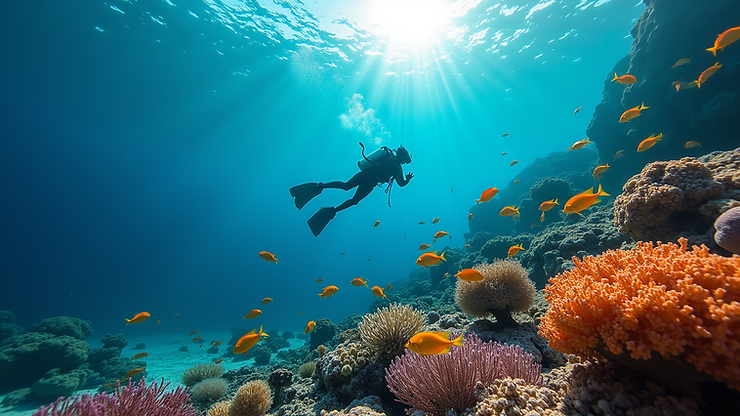 Eye-level view of JBR Beach Entry with vibrant corals