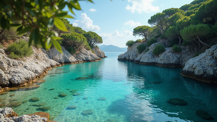 Close-up view of The Enchanted Cove with clear waters