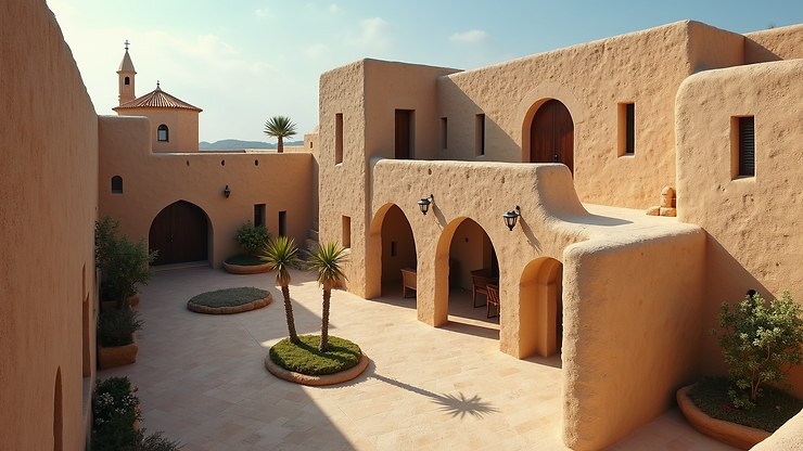 High angle view of La Nave's unique architecture