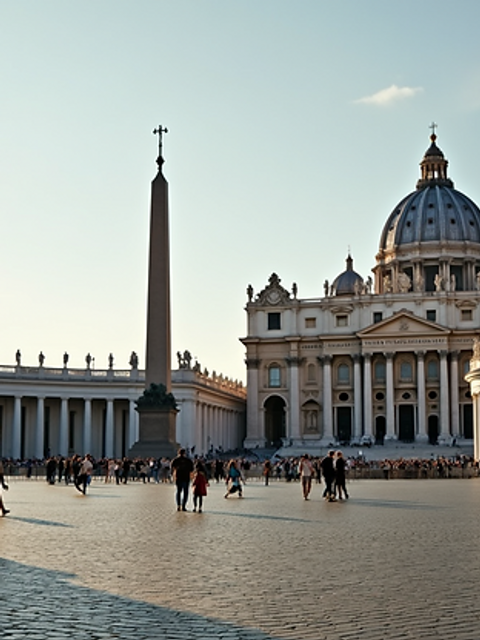 Wide angle view of St. Peter's Basilica in Vatican City