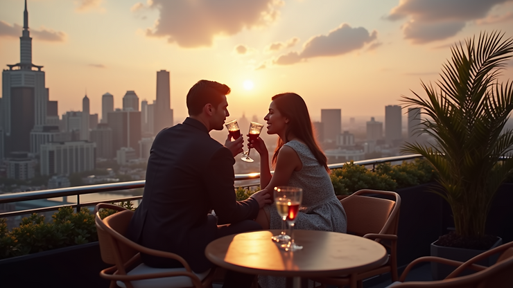 Eye-level view of the rooftop bar at The Standard, High Line