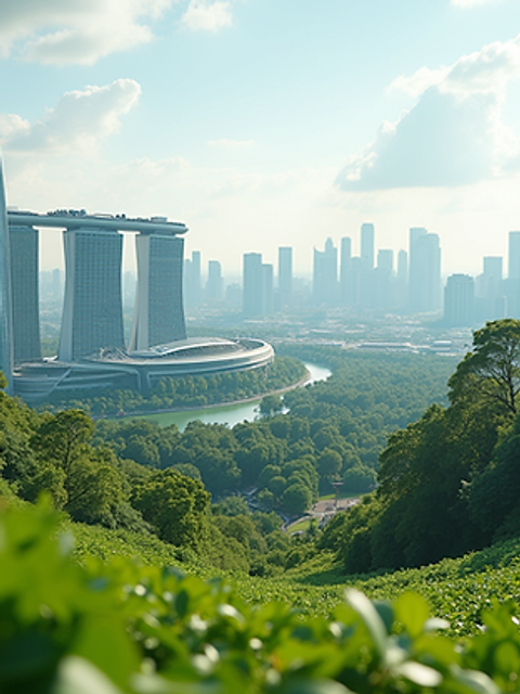 High angle view of the Sky Garden with its lush greenery and city views