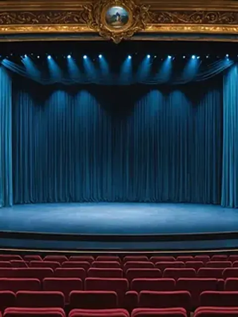 Close-up view of the Crystal Theatre's impressive stage setup