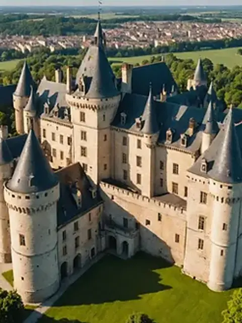 High angle view of a majestic old castle in France