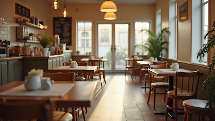 Wide angle view of the breakfast area in Hotel 31