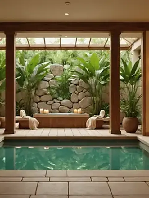 Eye-level view of a spa oasis with tranquil decor