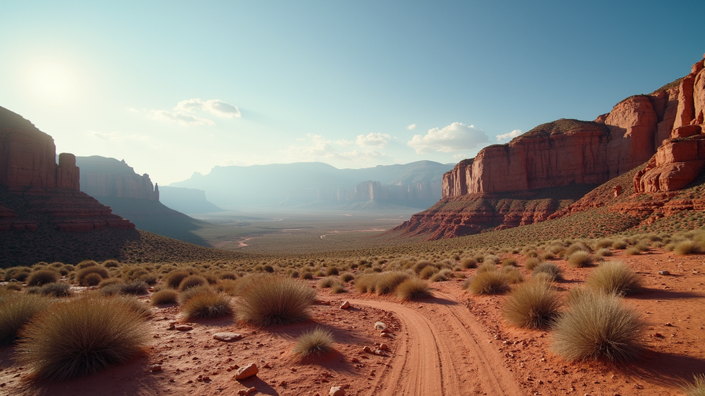 Wide angle view of the picturesque landscape at Red Rock Canyon State Park