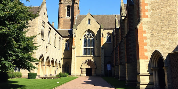 Wide angle view of the historic St. Nicholas Abbey