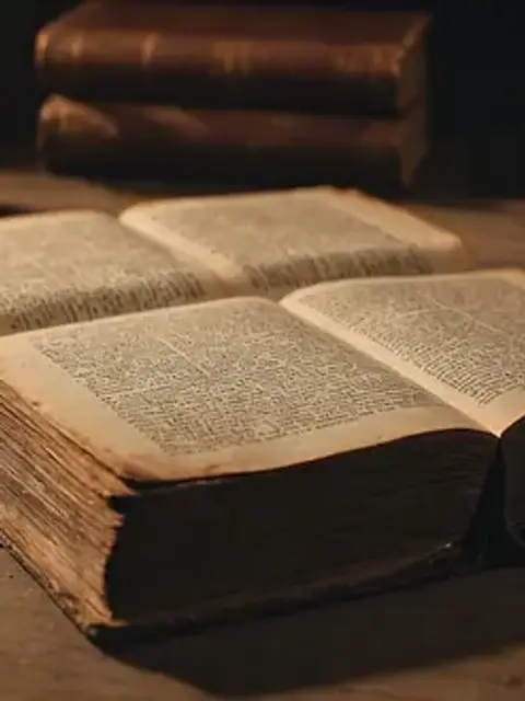 Eye-level view of a dusty old book representing documentation about the Bell Witch