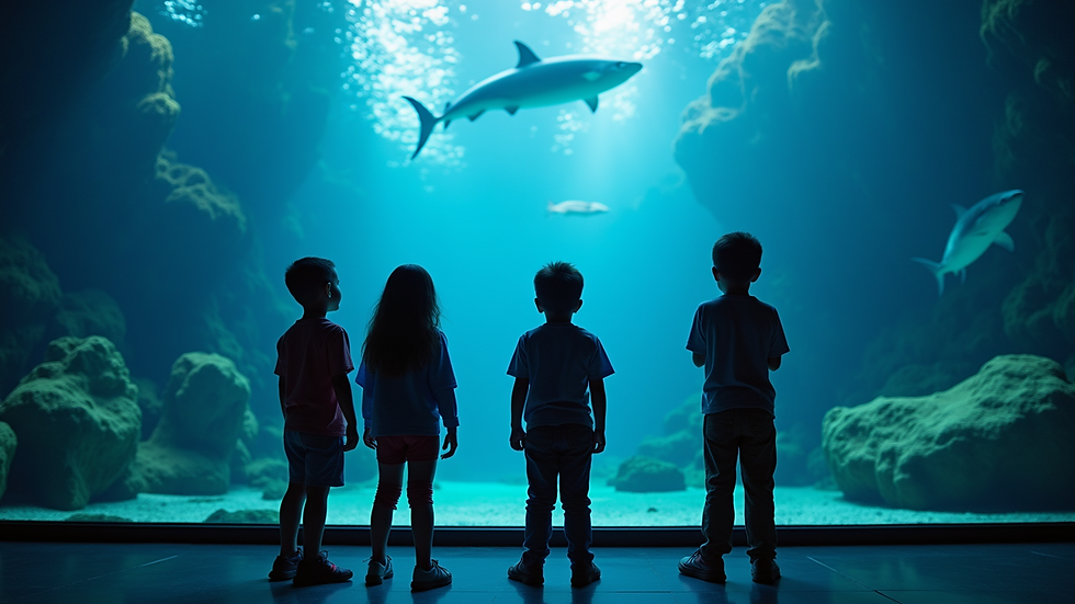 Eye-level view of the 4D theater experience at the aquarium