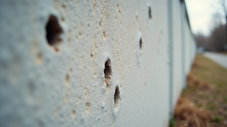 Close-up view of a wall showing small holes needing repair