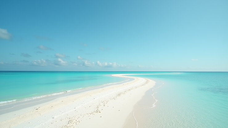 Wide angle view of the South Key West Sand Flats with clear blue waters