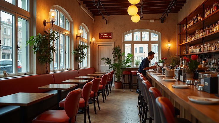 Chic bar interior with a creative vibe and stylish seating