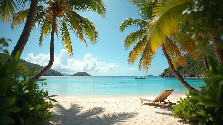 Eye-level view of Cinnamon Bay's serene atmosphere with palm trees swaying gently