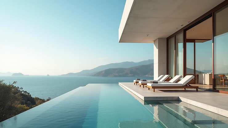 Wide angle view of The Fullerton Ocean Park Hotel's modern luxury