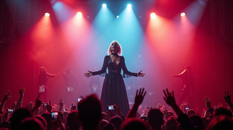 High angle view of Lady Gaga on stage at Bell Centre