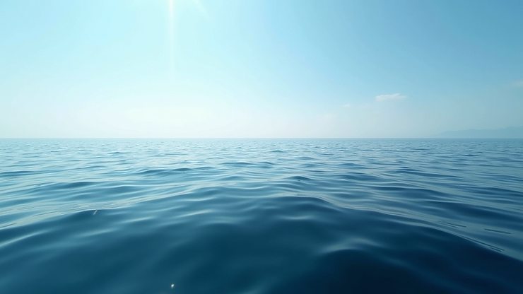 Wide angle view of deep sea waters off Fiskardo