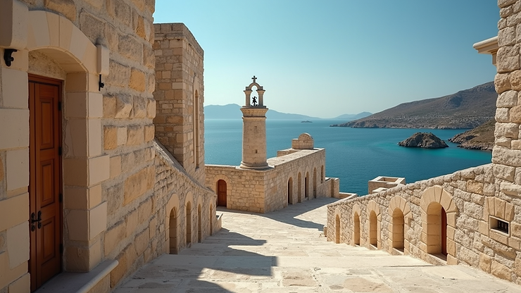 High angle view of the historical Stone of Mykonos