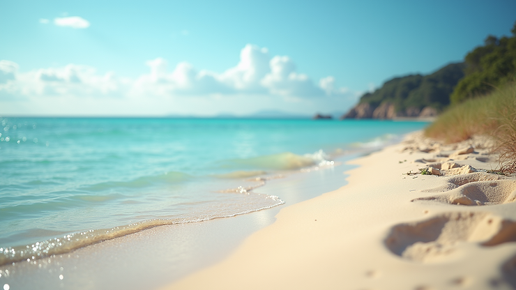 Close-up view of Skala Beach with clear waters