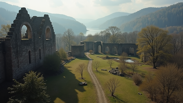 High angle view of the Annaberg ruins