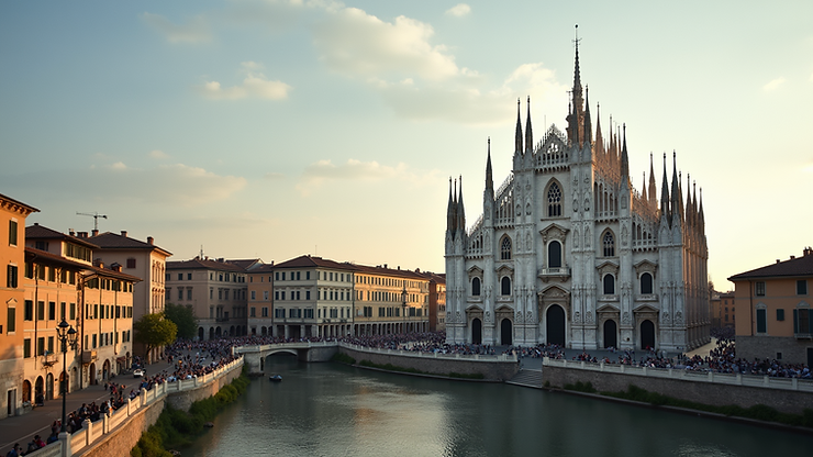 Wide angle view of the Duomo di Milano