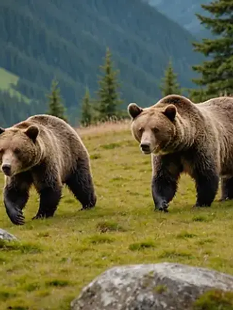 A high-angle view of a bear roaming freely in its natural habitat.