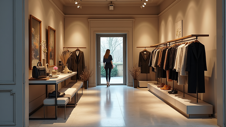 Close-up view of quaint storefronts showcasing artisanal products