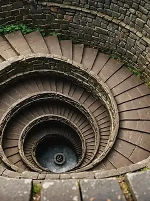 High angle view of an ancient stone staircase that whispers secrets of the past