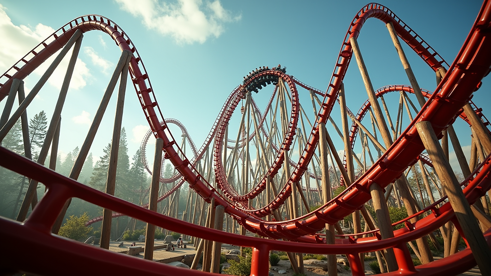Eye-level view of the Cyclone roller coaster