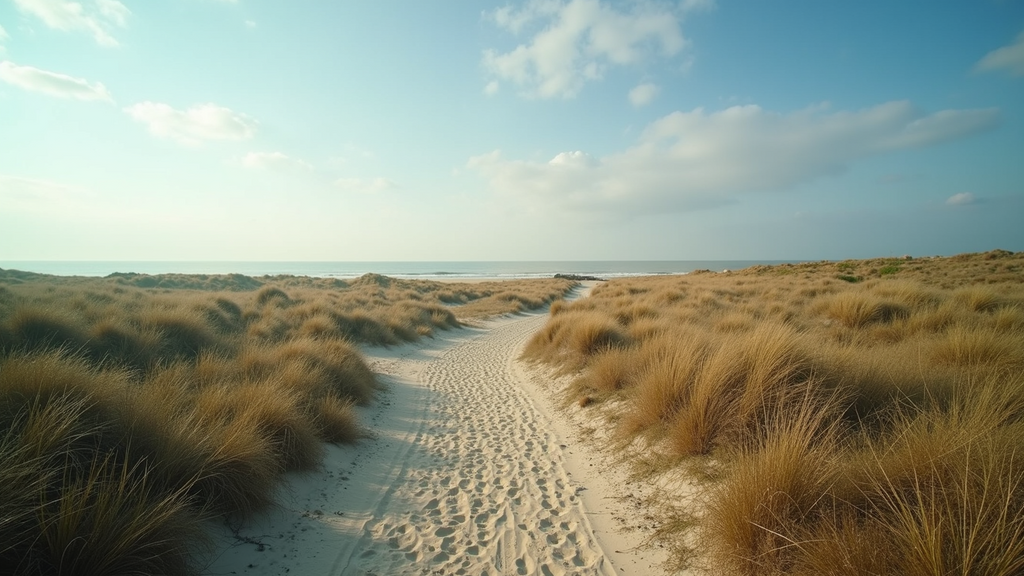 Wide angle view of Cape May Point State Park with natural landscapes