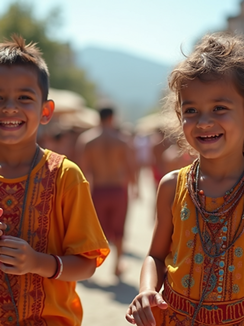 Eye-level view of joyous cultural activities during the St. John Festival