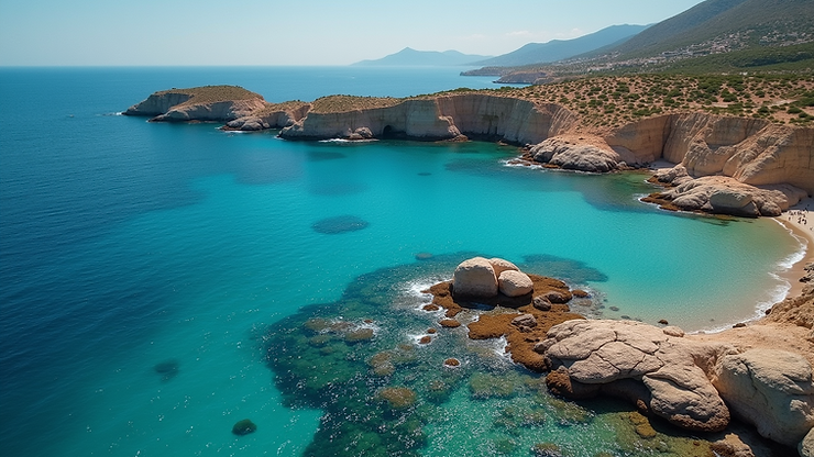 High angle view of the Ipsos shoreline points