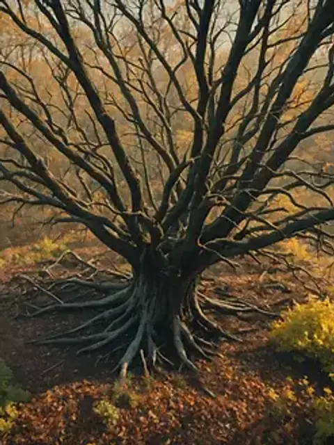 High angle view of a wilting tree representing the departure of the Bell Witch