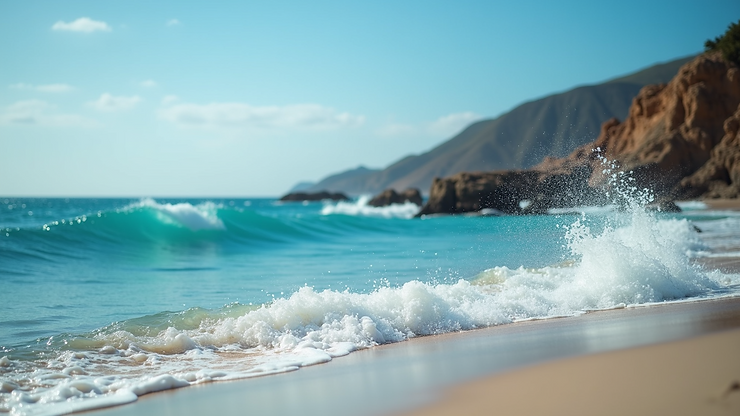 Close-up view of the striking blue waters at Playa Gaviota Azul