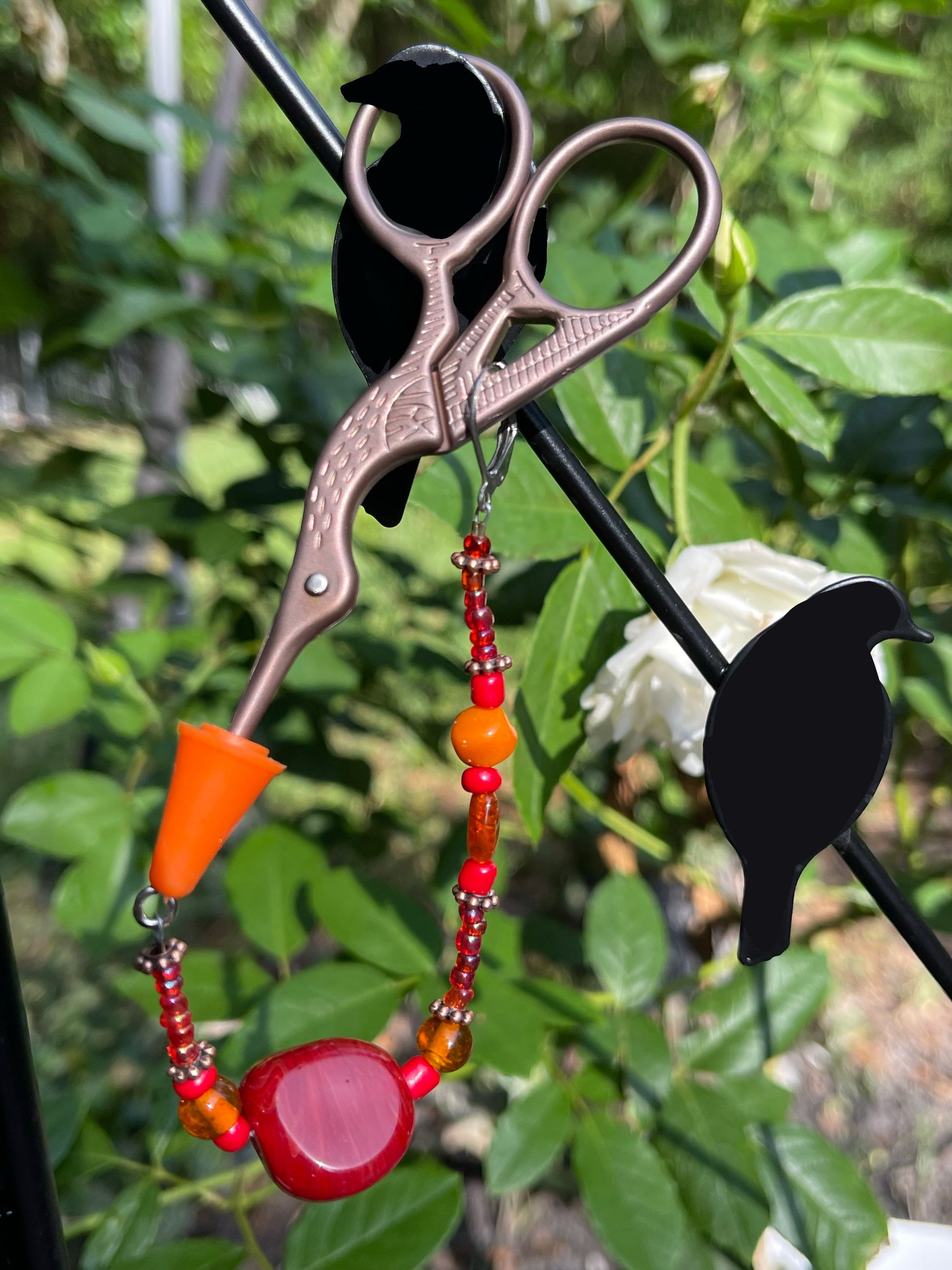 Scissors and Scissor Fob (bronze with orange stopper)