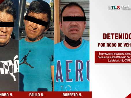 ASEGURAN PGJE Y SSC A TRES INDICIADOS POR ROBO A TRANSPORTE DE CARGA