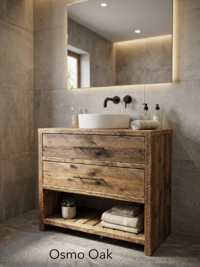 The Halyard Reclaimed Rustic Wood Freestanding Bathroom Vanity Unit with Storage