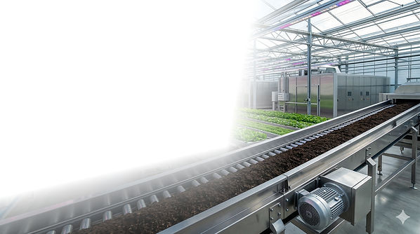 Industrial scale In-Vessel Composting (IVC) facility manufacturing engineered biological soil amendments.