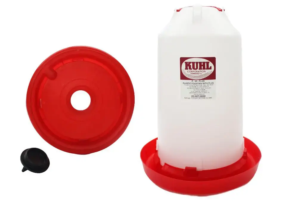 3 Gallon Plastic Waterer with Twist Lock Base and Optional Grill and Stand