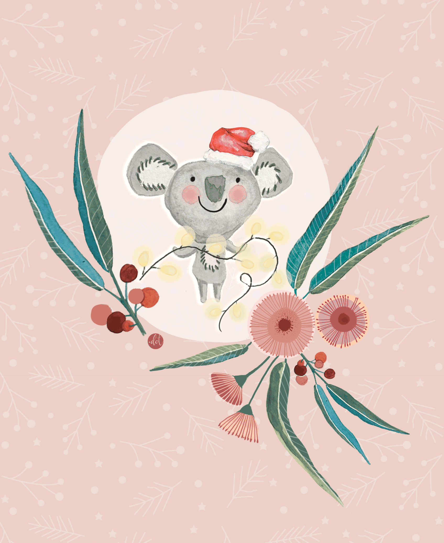 koala christmas, Christmas Greeting, Australia-themed Illustrations, Custom Art Commissions
