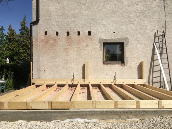 Bodenplatte für einen Anbau aus Holz