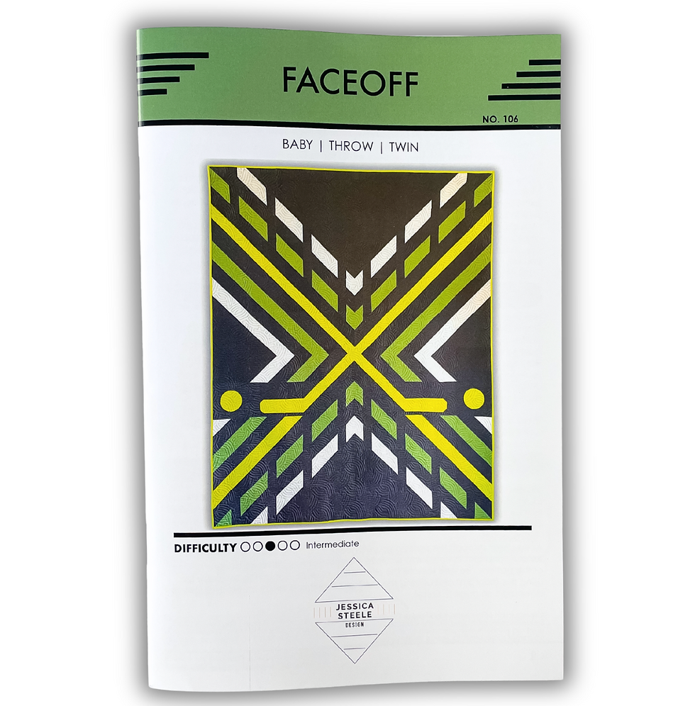 Thumbnail: A booklets for a dark grey, white, green and lime hockey-inspired quilt pattern