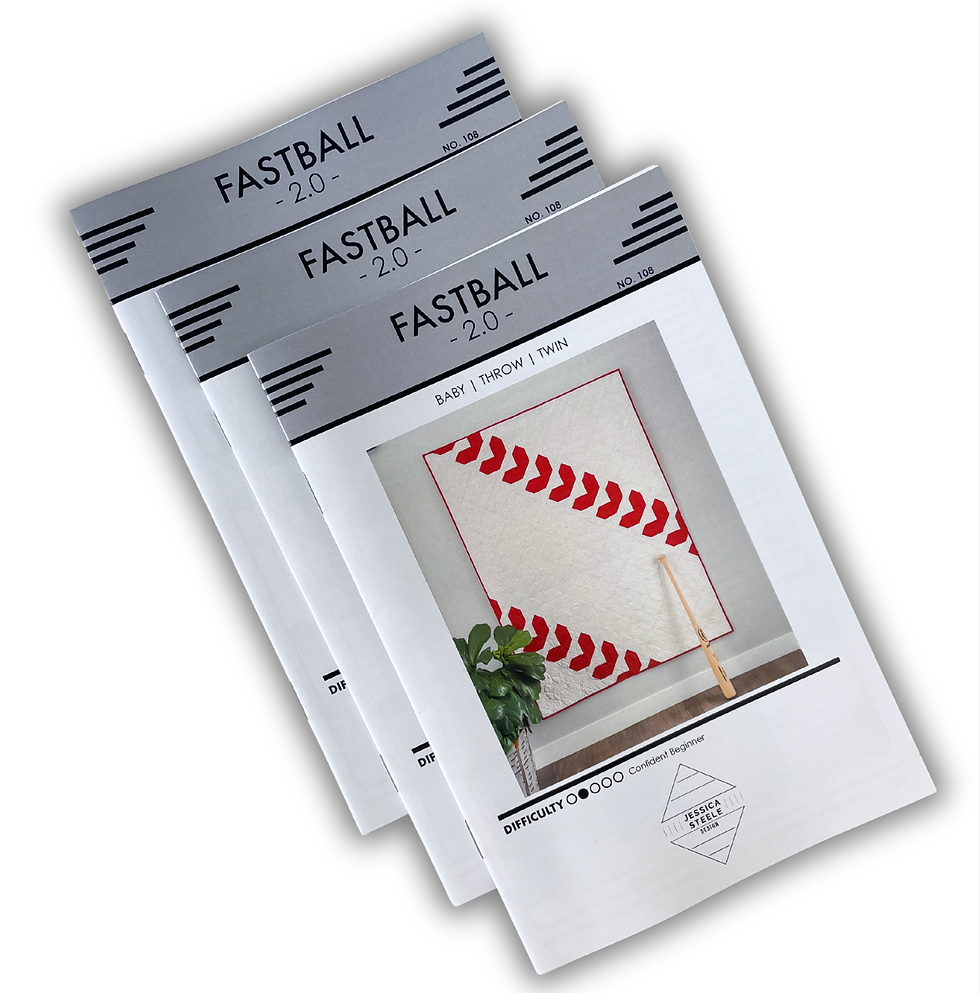 Three booklets for a white and red baseball quilt pattern