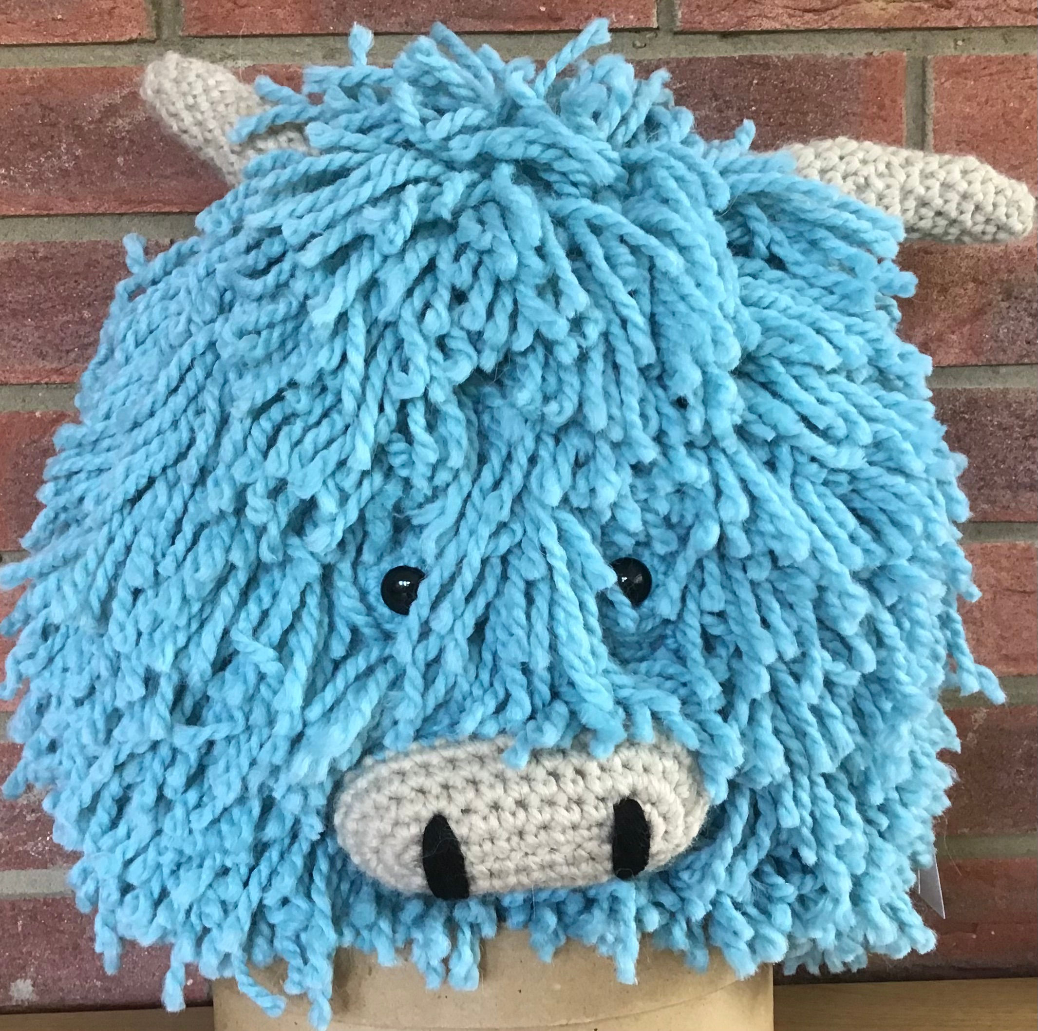 Turquoise Medium Highland Cow Cushion