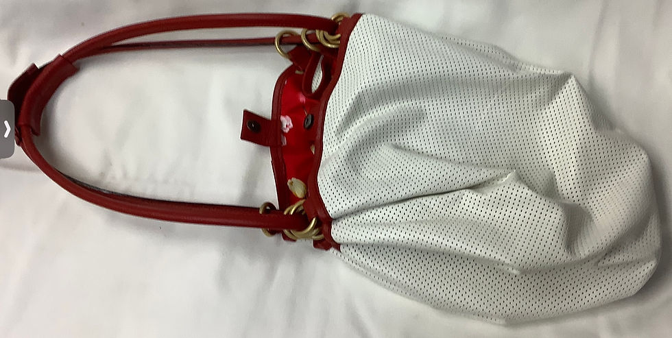 サムネイル： ラム皮円形カゴバッグ　ハンドメイド