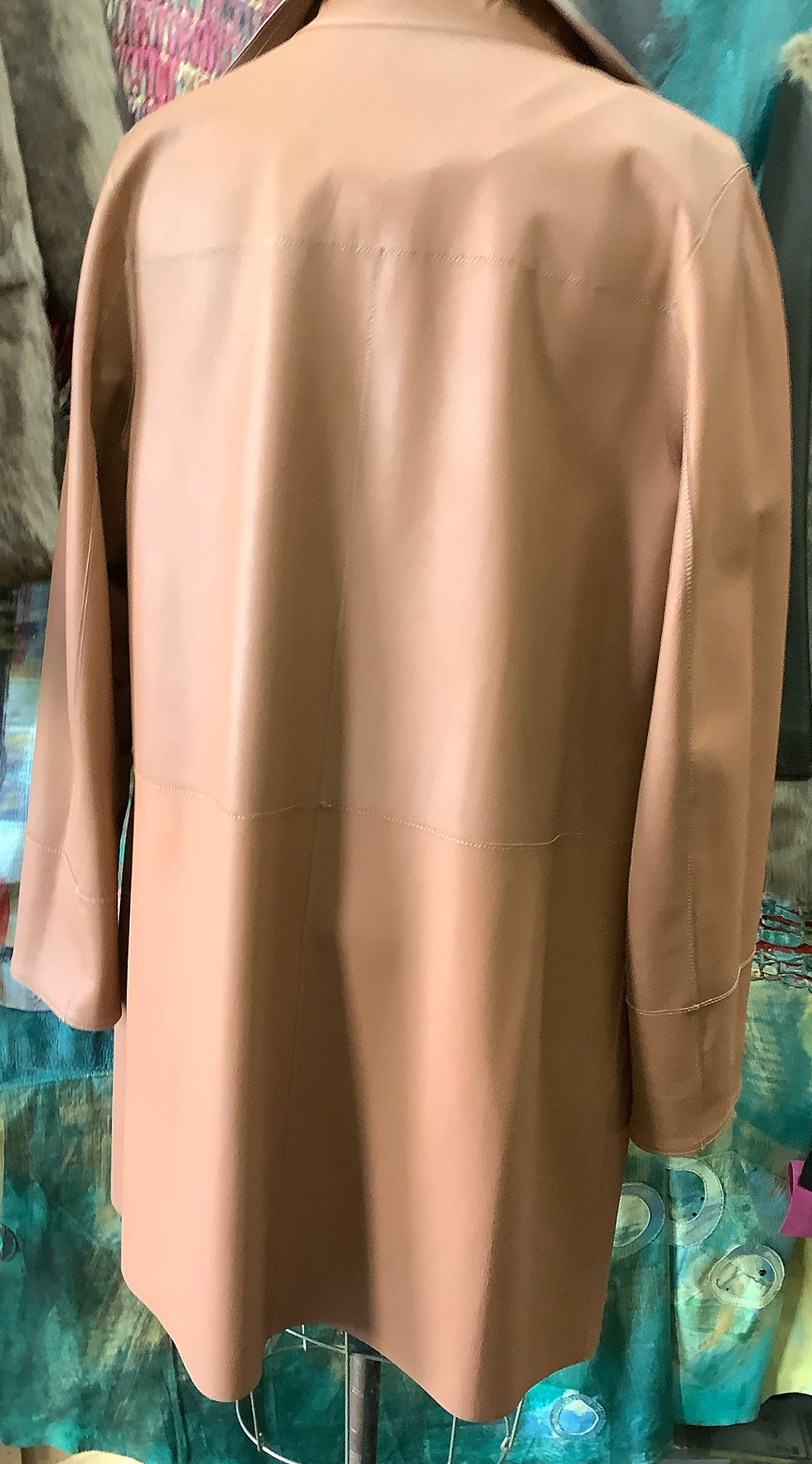 サムネイル： リバーシブル皮コート　ラム　ベージュxキャメル