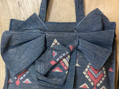 帯でバッグ　可愛さと使い勝手が良いと言う条件で、制作。お茶会に持って行くと言うお母さんにプレゼント🎁