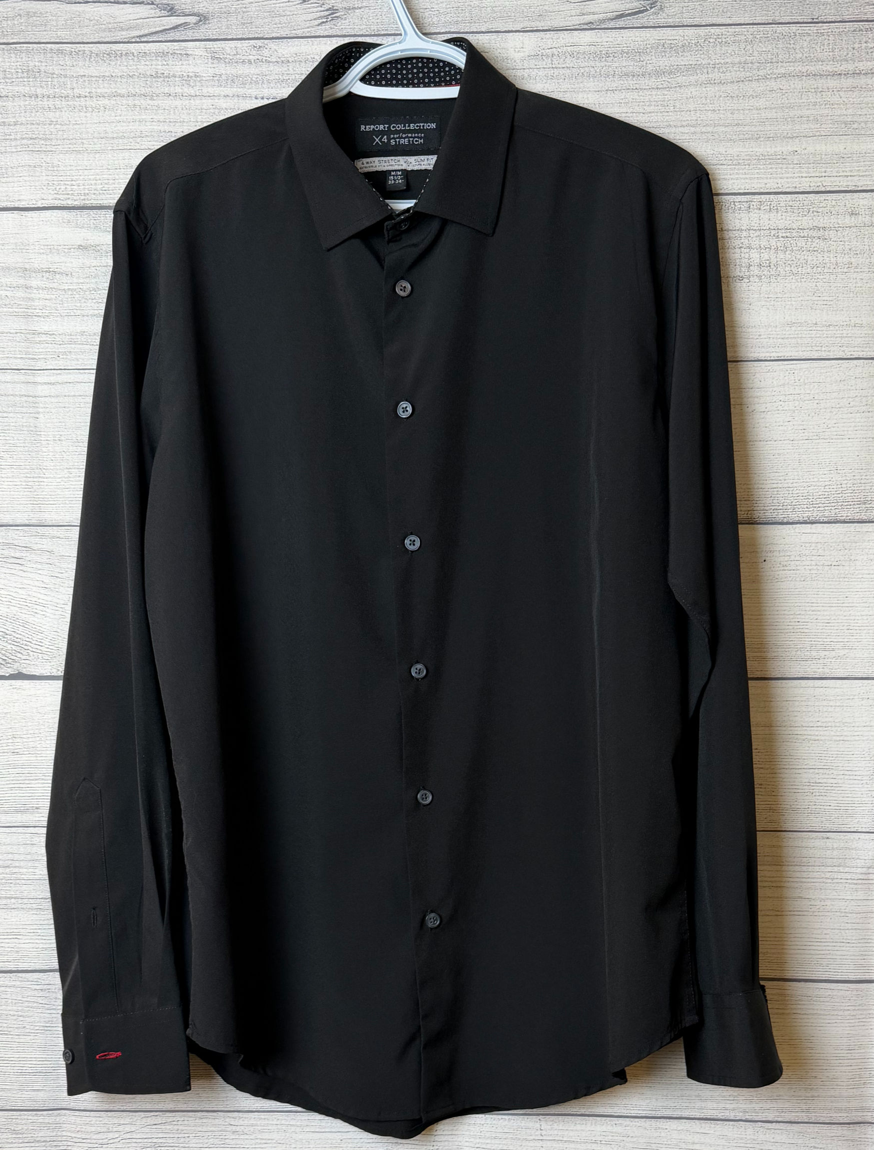 Report Collection, Black Button Up Dress Shirt ~ M (15 1/2" neck)
