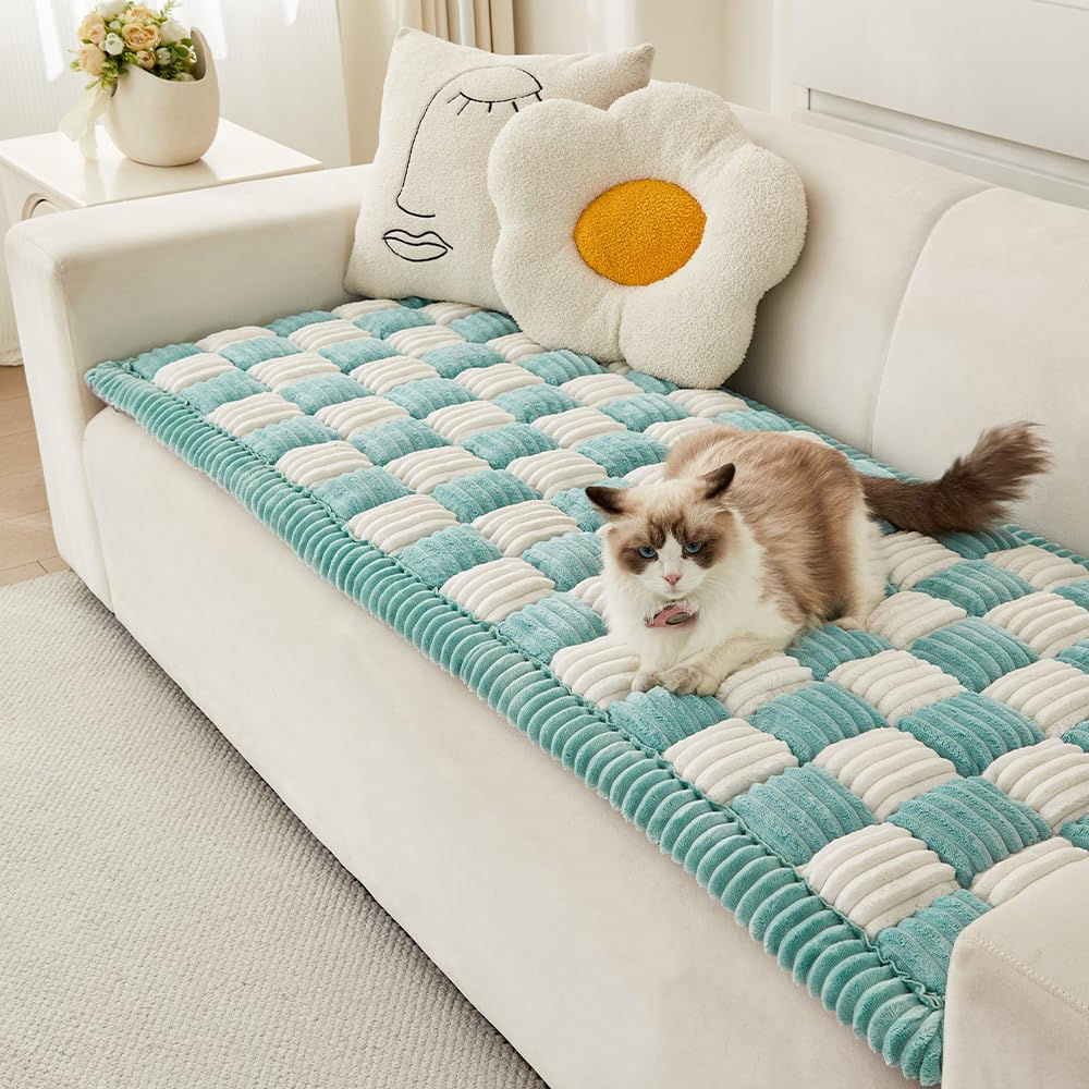Awjcsv Fuzzy Pet Couch Covers for Sofa Non Slip Sofa Cover for 3 Cushion Couch S
